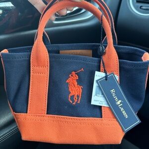 Polo Ralph Lauren Navy and Orange Mini Tote Bag